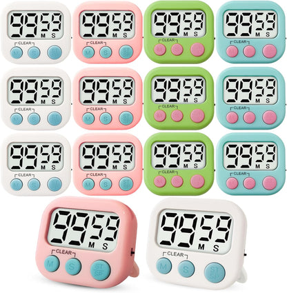 2 Pcs Digital Timer for Kids, Magnetic Countdown Kitchen Timer, Upgrade Loud Alarm Timers for Cooking, Kitchen, Exercise, Work, Study, Classroom, Outdoor Activities, Battery not Including