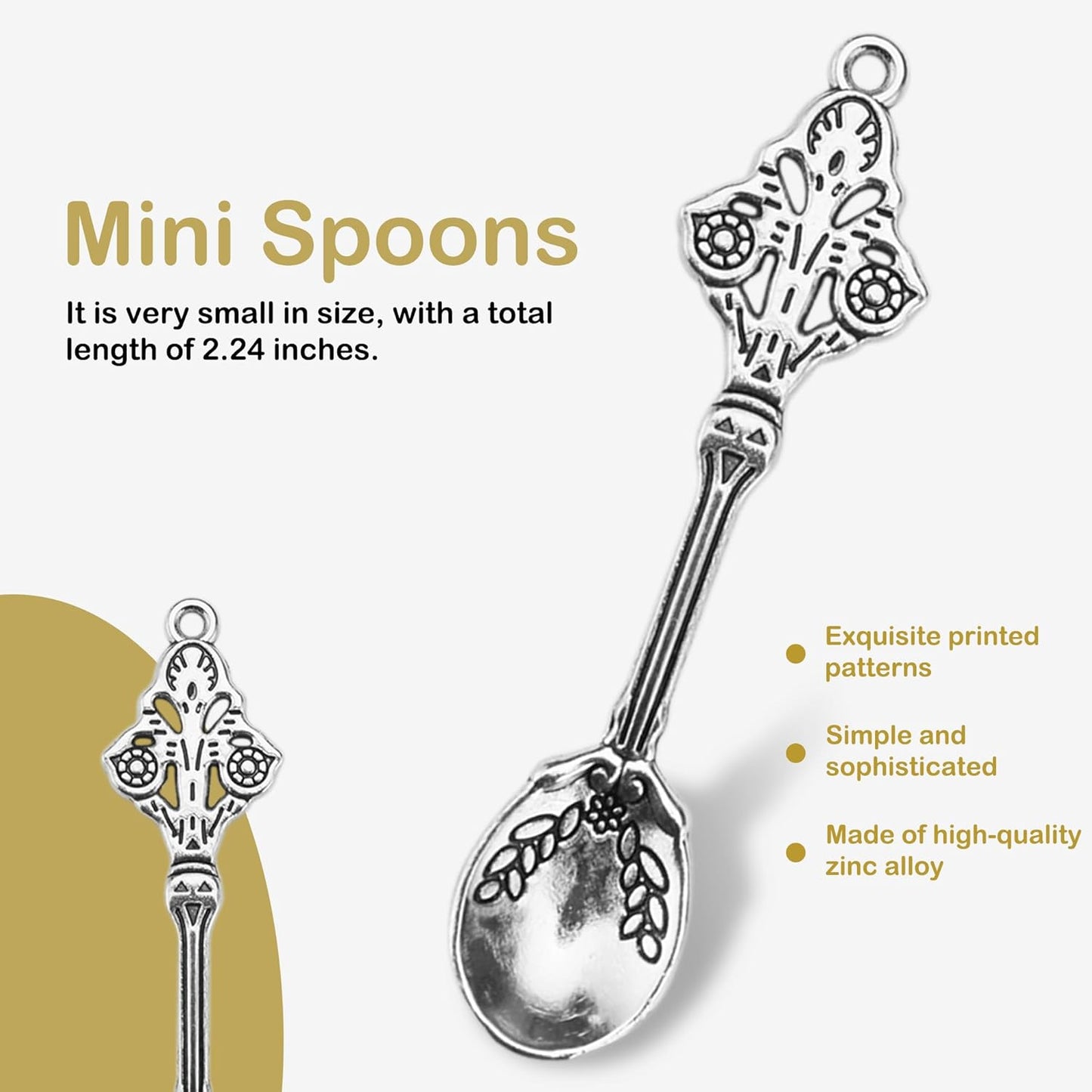 6-Pack Mini Spoons Metal Tiny Shovels 3-Inch Small Medicine Spoon for Home Kitchen Spices, Necklace Charms Pendants DIY Craft Making (Multicolor)