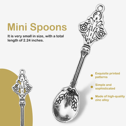6-Pack Mini Spoons Metal Tiny Shovels 3-Inch Small Medicine Spoon for Home Kitchen Spices, Necklace Charms Pendants DIY Craft Making (Multicolor)
