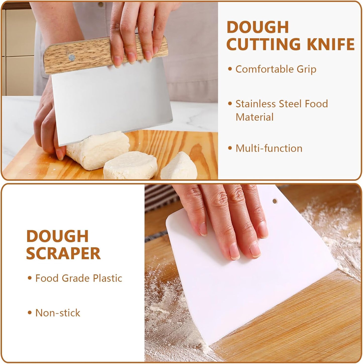 Bread Making Tools Set of 7, Including Silicone Pastry Mat, Round Baking Mat, Sourdough Danish Dough Whisk, Bread Lame Dough Scoring, Bread Scraper Dough Cutter, Perfect Gifts for Baker