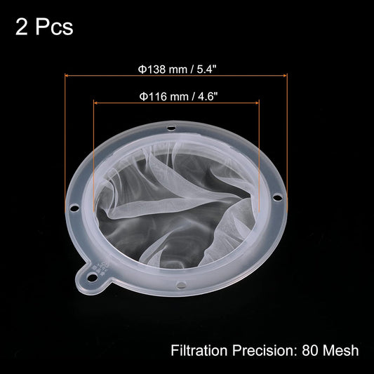 PATIKIL 5.4" O.D. Food Filter Strainer, 2 Pack 100 Mesh Kitchen Mesh Filters Strainers Fine Mesh Sieve for Juice, Coffee, Soy Milk Filtration, White