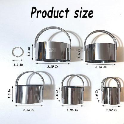 5-Piece Round Cookie Cutters Set with Handles, Stainless Steel Baking Tools for Biscuit/Sandwich/Cake/Bow Shapes - Precise Cutters for Cookies, Dumplings, Scones & Donut Decorations