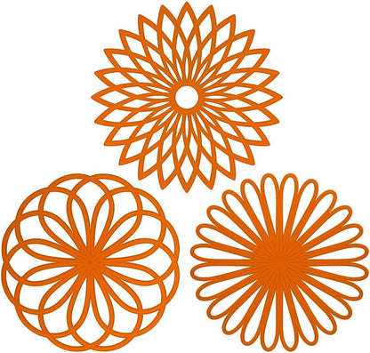 ME.FAN Silicone Trivet Mat - Kitchen Hot Pads for Pots & Dish - Insulated Teapot Trivet - Flexible, Durable, Non-Slip Large Coasters 3 Set Black