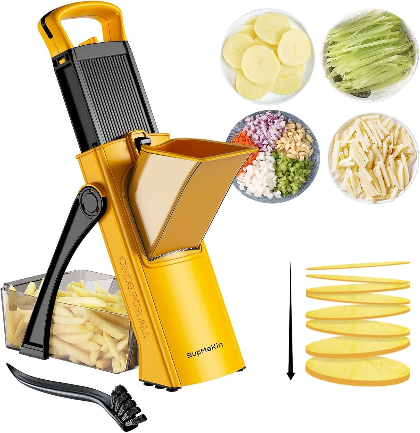 SupMaKin Upgrade Safe Mandoline Slicer Plus, Vegetable Chopper, Potato Slicer, Food Slicer Onion Chopper, Fry Cutter, Veggie Salad Dicer Kitchen Chopping Artifact Gifts (Blue)