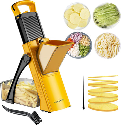 SupMaKin Upgrade Safe Mandoline Slicer Plus, Vegetable Chopper, Potato Slicer, Food Slicer Onion Chopper, Fry Cutter, Veggie Salad Dicer Kitchen Chopping Artifact Gifts (Blue)