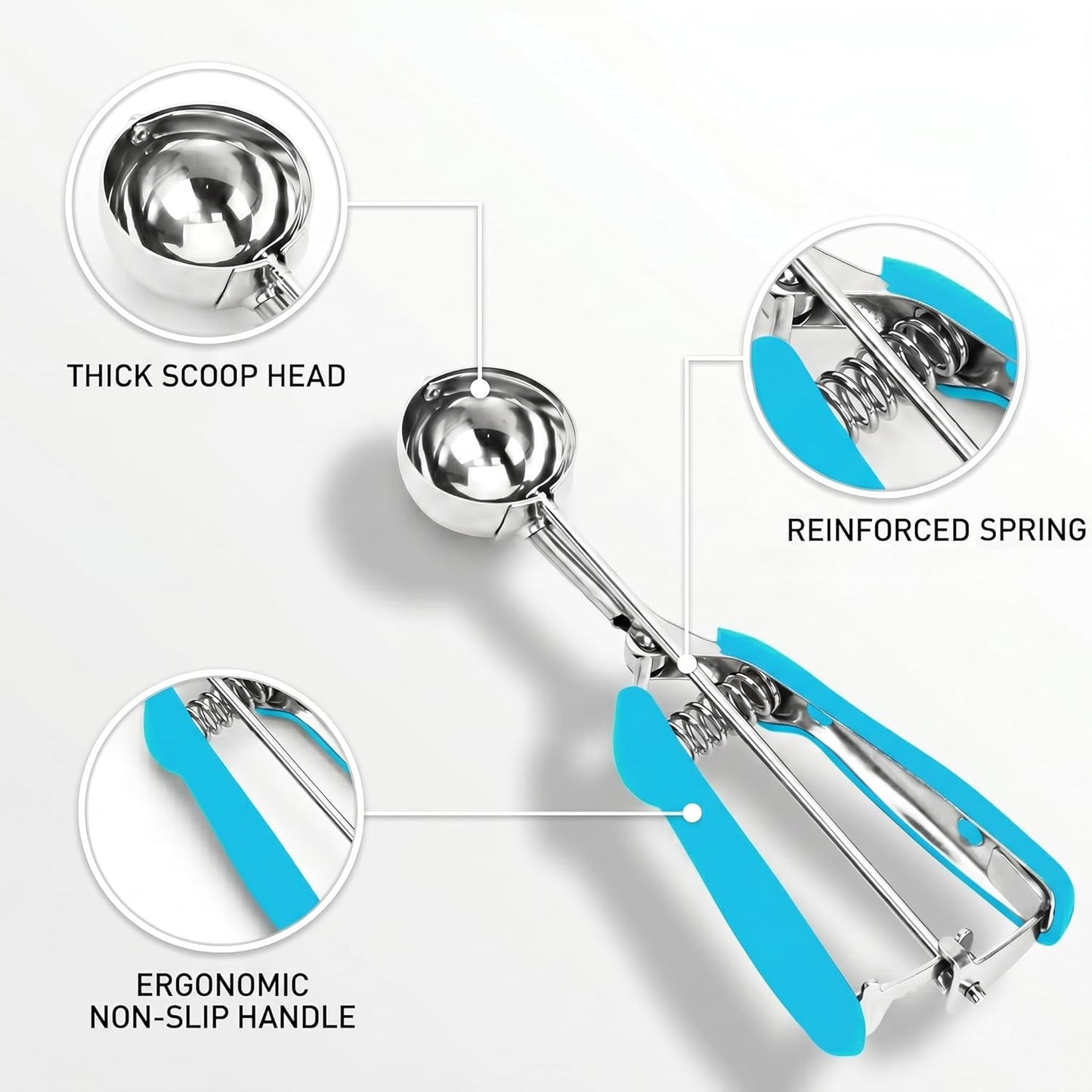 Ice Cream Scoop, 18/8 Stainless Steel Cookie Scoop, Cookie Scoops for Baking, 2 Tbsp/ 30 ml/ 1 oz Cookie Dough Scoop, Ice Cream Scooper with Trigger Release, Cookie Scooper for Baking