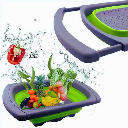 Collapsible Silicone Colander – Space-Saving Foldable Strainer for Pasta, Vegetables & Fruits – Large 6 Qt Kitchen Strainer, Heat-Resistant, BPA-Free & Dishwasher Safe |RED