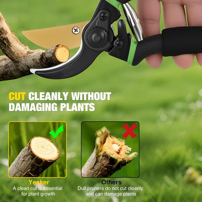 Yesker Pruning Shears Garden Shears 7.8" Professional Garden Scissors Sharp 65 Manganese Steel Blade Heavy Duty Clippers Hand Pruners for Cutting Fresh Flowers Branch Plant Trimming Gardening Tools