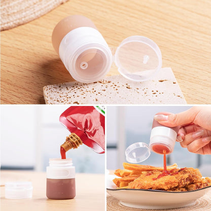 MICEBAY 8-Pack Salad Dressing Container To Go, 2-oz Silicone Small Condiment Squeeze Bottles and 1.6 oz Stainless Steel Sauce Containers Cups, Leakproof Condiment Containers with Lids for Lunch Box