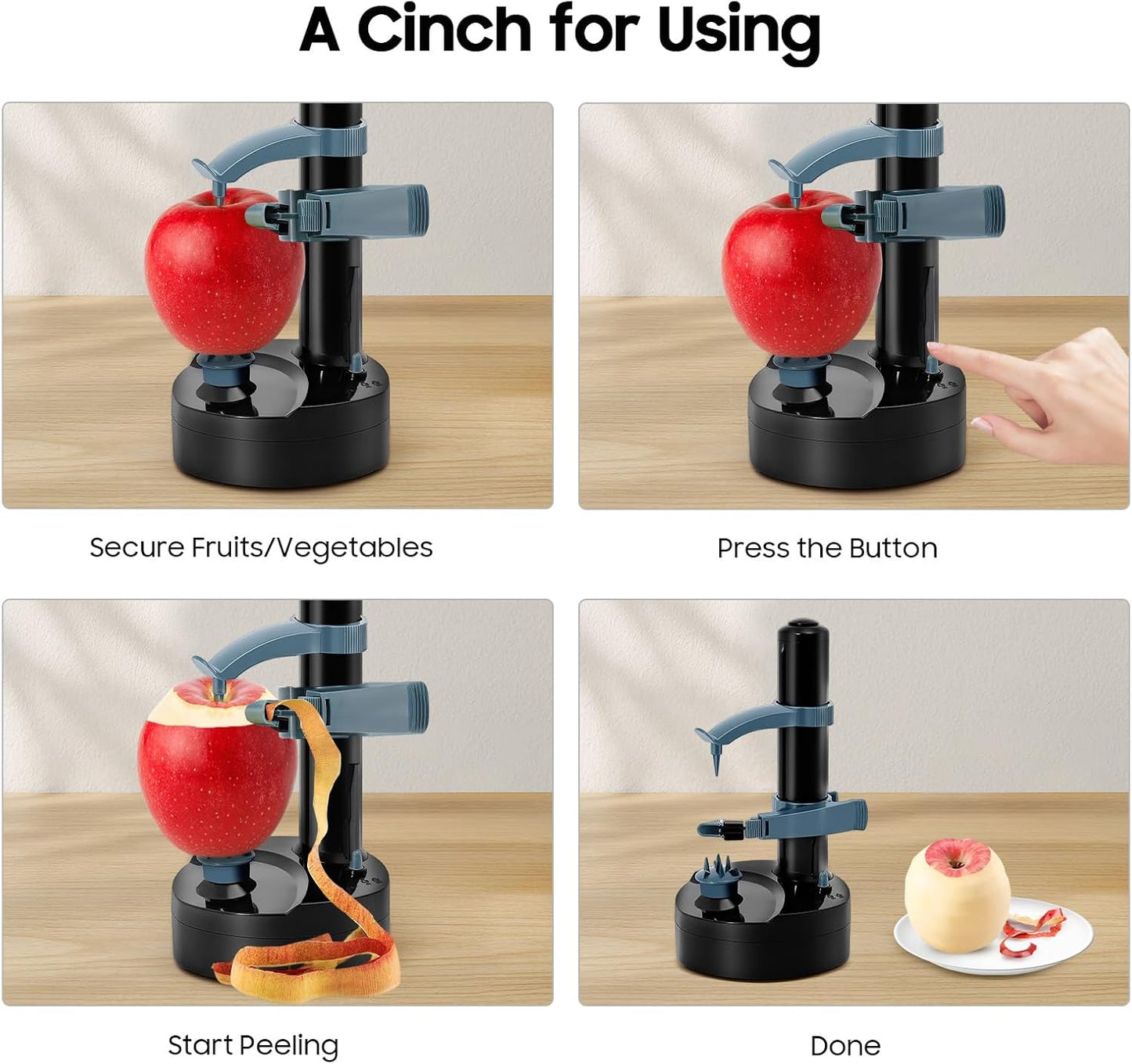 Electric Potato Peeler Machine with 2 Spare Blades, Automatic Potato Peeler Stainless Steel Swivel Vegetable Fruits Fruit Potato Peeler, Apple Paring Machine Kitchen Peeling Tool