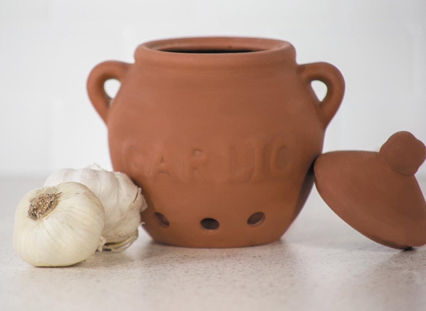 Fox Run Garlic Keeper and Storage, White Ceramic, 5.25" x 4.25" x 5.5"