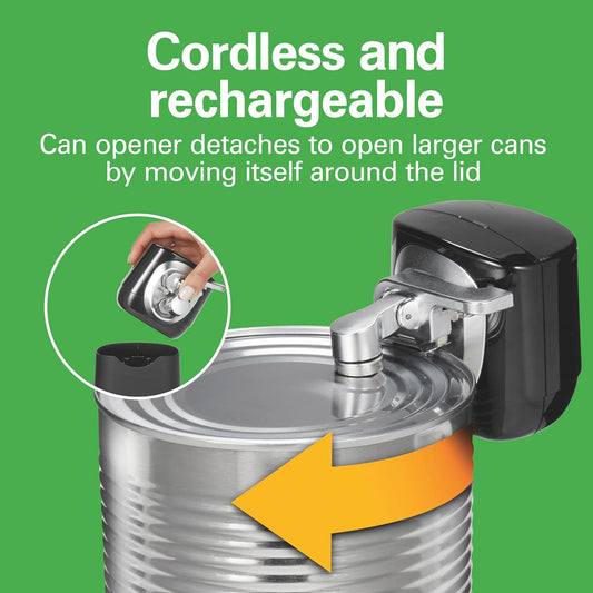 Hamilton Beach 76611 FlexCut 2-in-1 Cordless & Rechargeable Electric, Easily Standard Automatic Can Opener, Easy-Clean, With Removable Walking Cut Head
