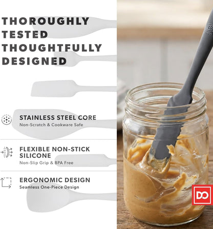 All New DI ORO 6-Piece Silicone Spatula Set - Rubber Kitchen Utensils for Baking, Cooking & Mixing - Heat-Resistant 600°F BPA Free Spatulas for Nonstick Cookware - Dishwasher Safe (Black)