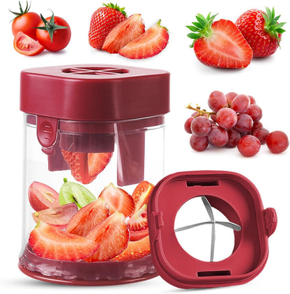 Small Fruit Cutter, Creative Strawberry & Grape Slicer, Quickly Making Fruit Vegetable Salad (Black)
