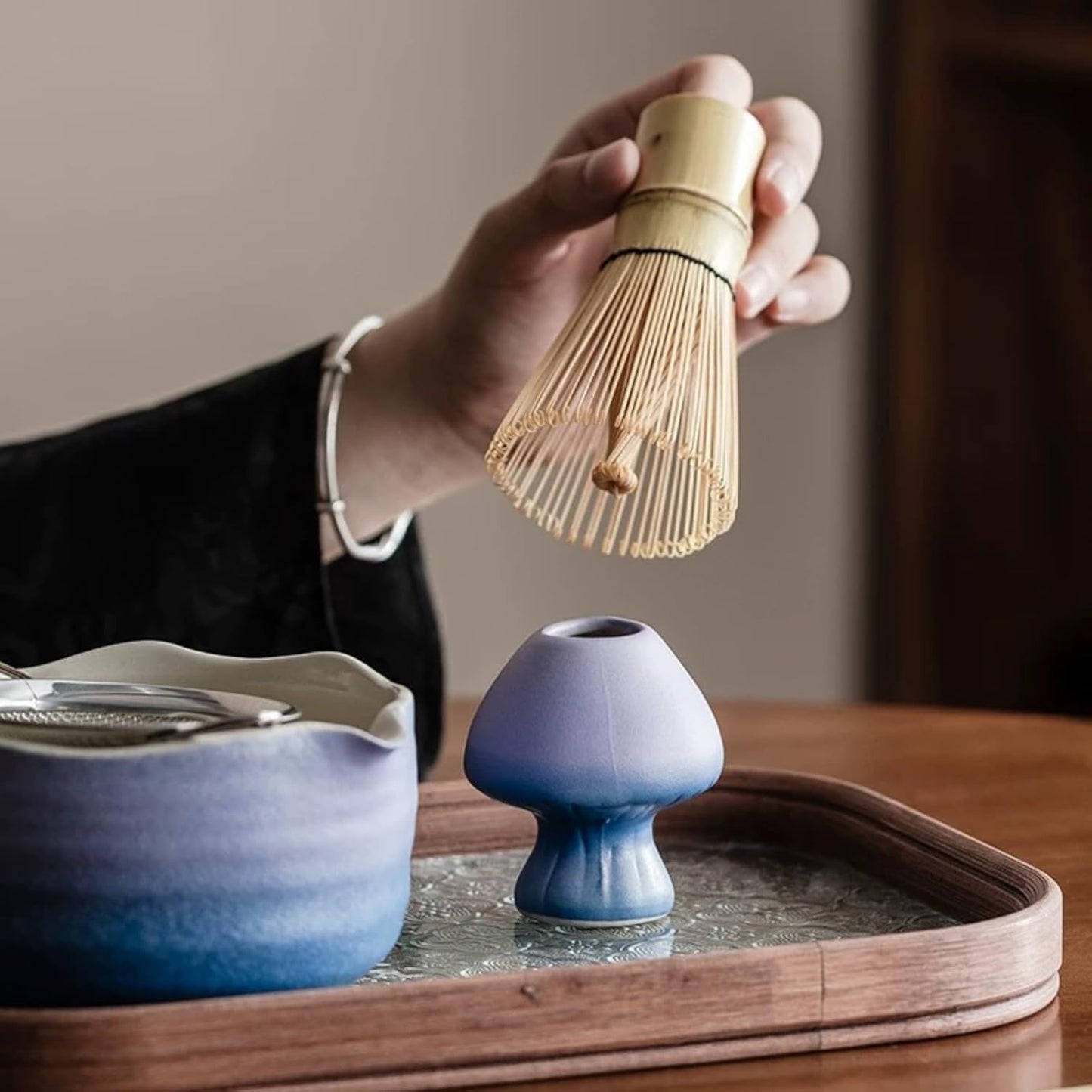 Matcha Whisk Set ,7 Pcs Matcha Set, Matcha Kit for Ceremony, Tradition Tea Set for Making Breakfast/Latte, with 20 OZ Bowl(Chawan)/Whisk and Holder, Valentine's Day Gift for Family/Friend Tea Lovers