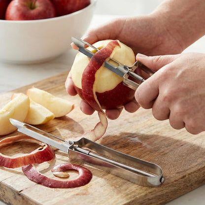2PCS Potato Peeler, Stainless Steel Carrot Peeler Swivel Blade for Fruit Vegetable, Cucumber, Apples Multi-function Silver Handle
