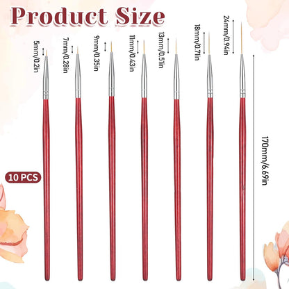 7 Pcs Rigger Artist Paint Brush, Highly Flexible Paint Brushes Extra Long Fine Point Tip Pinstriping Scroll Outlining Brush Fine Detail Paintbrushes for Watercolor Oil Gouache Pastry Cookie