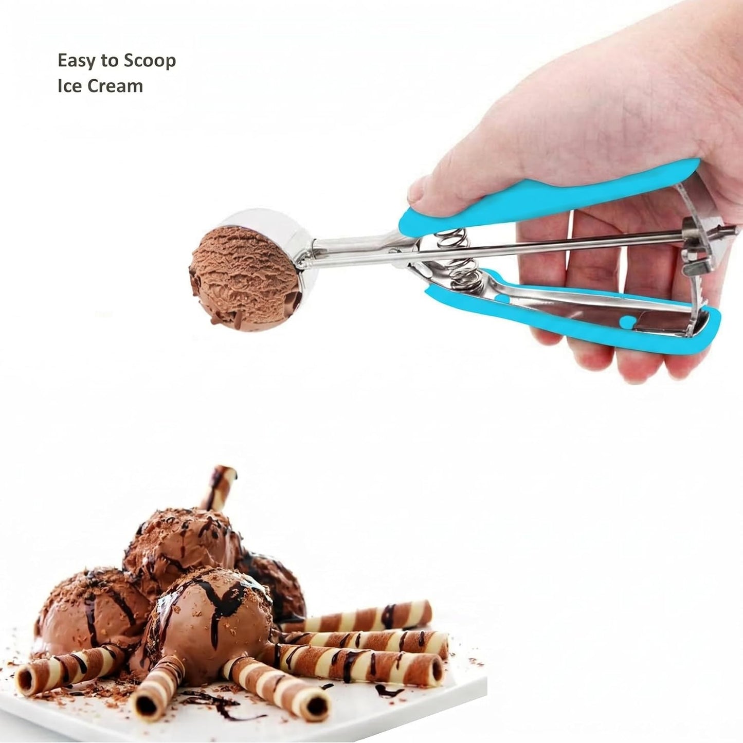Cookie Scoop Set, 3Pcs Ice Cream Scoop, Cookie Scoops for Baking Set of 3, 18/8 Stainless Steel Cookie Scooper for Baking, Ice Cream Scooper with Trigger Release, Cookie Dough Scoop with Non-slip Grip