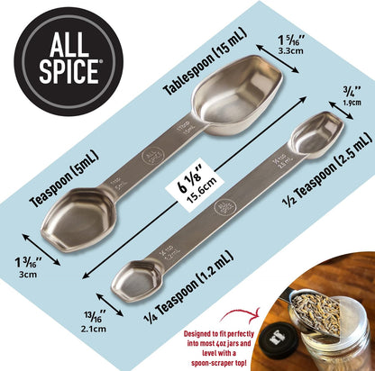 AllSpice Stainless Steel Double Sided Measuring Spoon- Teaspoon and Tablespoon