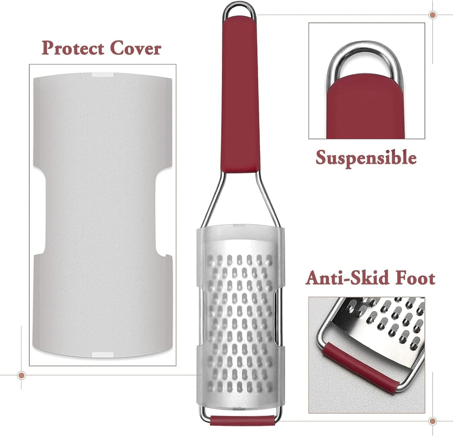 Cambom Lemon & Citrus Zester, Cheese Graters with Stainless Steel Sharp Blade for Parmesan Cheese, Ginger, Garlic, Nutmeg, Chocolate, Vegetables, Fruits, Dishwasher Safe Shredder Fine Blade