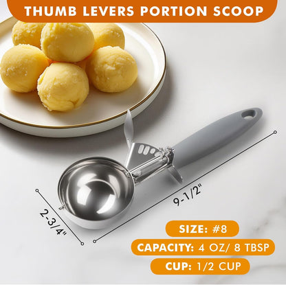 JUNADAEL J Portion Scoop, #20/2 OZ Ice Cream Scooper, Muffin Scoop, Disher, Yellow Handle, for Portion Control, Cookie Dough, Muffin, Cupcake Batter, Ice Cream, Mashed Potatoes