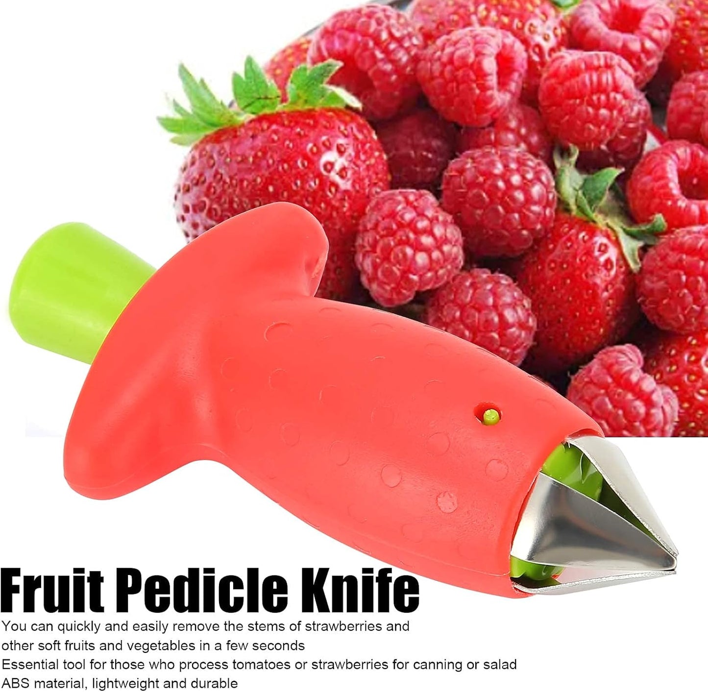 Plastic Strawberry Huller Fruit Veggie Pedicle Remover Core Digger Ergonomic -Saving Kitchen Tool for Canning Salad Baking Prep