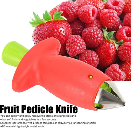 Plastic Strawberry Huller Fruit Veggie Pedicle Remover Core Digger Ergonomic -Saving Kitchen Tool for Canning Salad Baking Prep