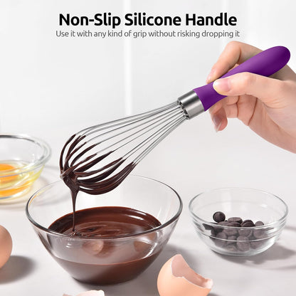 U-Taste 7" Mini Whisk for Cooking: 18/8 Stainless Steel Small Metal Kitchen Wisk, Tiny Hand Mixing Tool for Coffee, Egg, Sauce, 6-Wires Compact Head for Baking, Beating in Bowl, Mug, Jar (Set of 2)