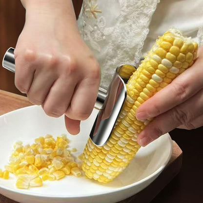 Corn Peeler for Corn on the Cob, Safe Corn Cob Stripper Tool with Hidden Blade, Stainless Steel Corn Peeler, Cleanly Removes Kernels, No Knife Needed