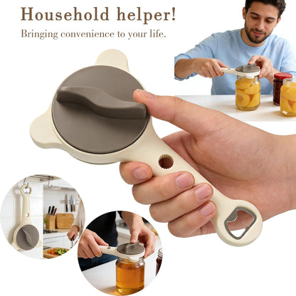2PCS Adjustable Stainless Steel Jar Opener, Manual Can Opener for Arthritis Hands, Multifunctional Bottle Opener & Lid Gripper, Kitchen Gadgets for Seniors