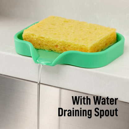 Zulay Kitchen (9x3.5in Sponge Holder for Kitchen Sink - Flexible Heavy-duty Multipurpose Sink Caddy - Counter Organizer for Kitchen, Bathroom, Makeup, Trinkets & More! (Grey)
