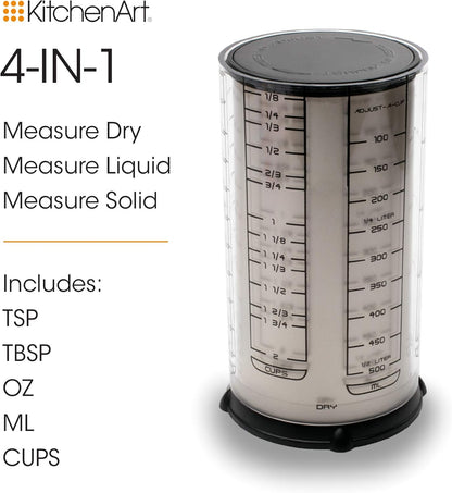 KitchenArt Professional Series 2 Cup Adjust-A-Cup, Champagne Satin, Adjustable, 1/8 to 2-Cup