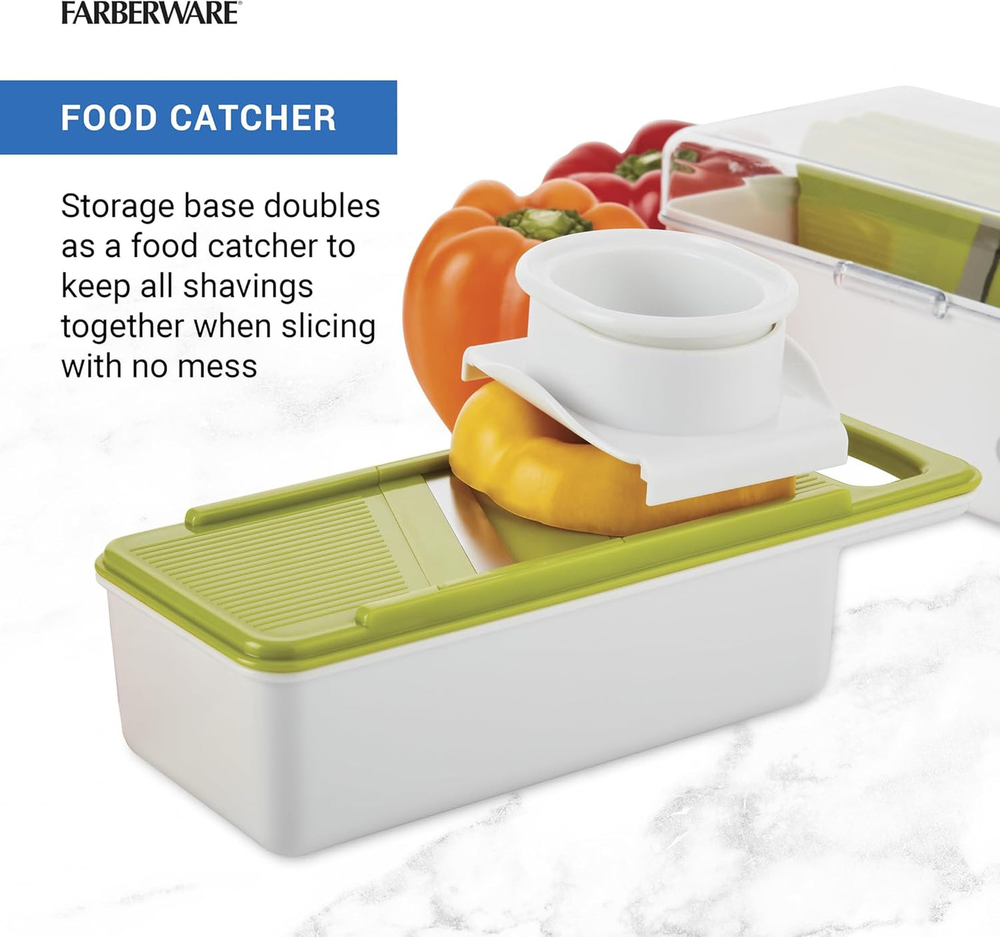 Farberware Professional Mandoline Slicer with Storage Case, White and Green