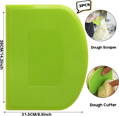 SURDOCA Dough Scraper Bench Scraper - 3P 4.7x3.7" Plastic Flexible Bowl Scraper, Sharp Edge & Angles Cake Scraper. Non-Slip Bakeware Decorating Tools Sculpting & Modeling Tools - Pure White - Colors A