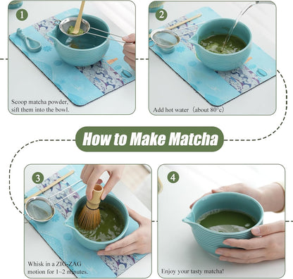 Clay&Fire Matcha Whisk Set, 9 pcs Ceramic Matcha Set, Gifts for Women,Matcha Bowl with Spout and Whisk, Matcha Kit for Matcha Lovers, Gift Mother's Day, Birthday, Anniversary