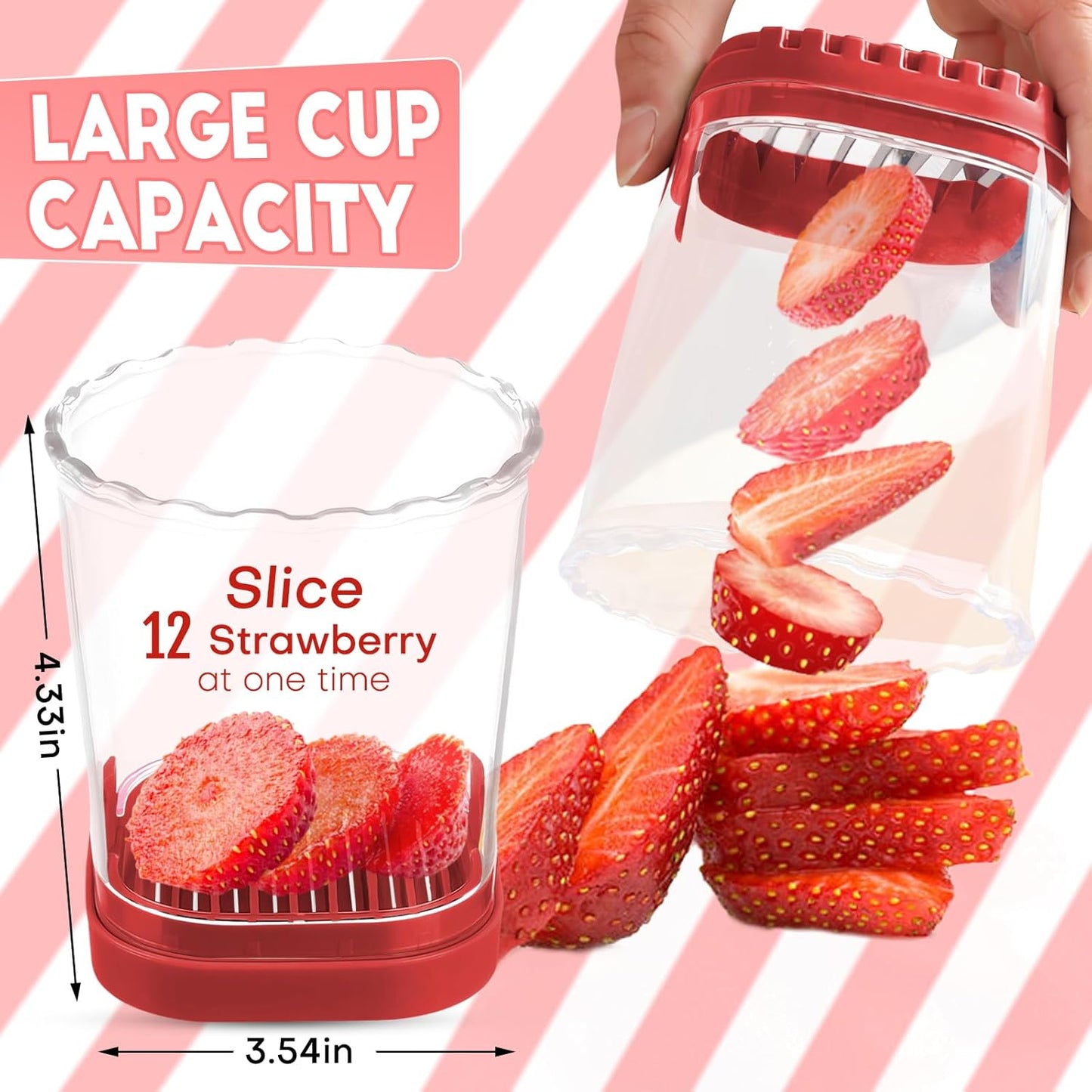Creative Strawberry & Fruit Slicer - Detachable Cutter with Push Plate (Black)