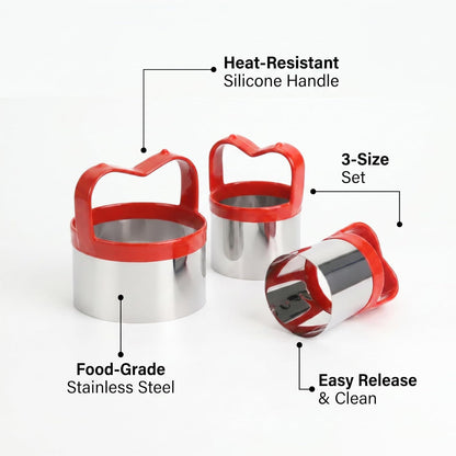 3Pcs Round Cookie Cutters with Handle, Circle Biscuit Cutter for Baking, Dough Cutter, Metal Cookie Cutters, Coated and Soft PVC for Protection