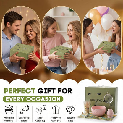 Matcha Whisk Set ,7 Pcs Matcha Set, Matcha Kit for Ceremony, Tradition Tea Set for Making Breakfast/Latte, with 20 OZ Bowl(Chawan)/Whisk and Holder, Valentine's Day Gift for Family/Friend Tea Lovers