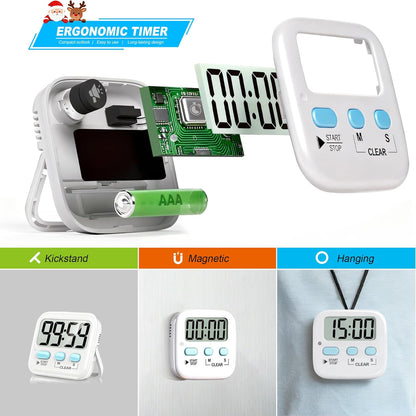 Antonki 2 Pack Digital Timer for Kids, Magnetic Countdown Kitchen Timers for Cooking, Egg, Classroom, Teacher, Exercise, Study, Oven - Battery Included