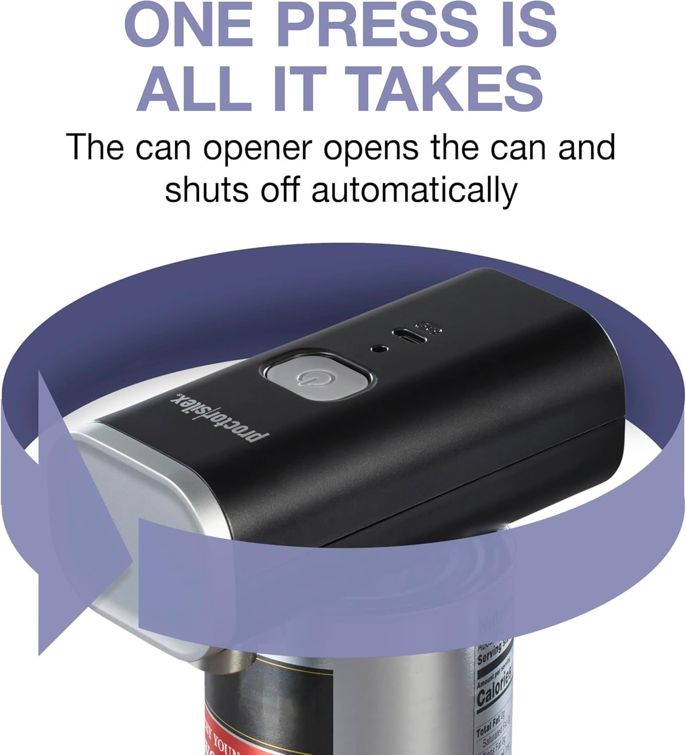 Proctor Silex Automatic Electric Can Opener, Hands Free Cordless Operation & USB Rechargeable, Self-Aligning, Cut Smooth Touch Lid Edges, Compact and Easy to Store, Red