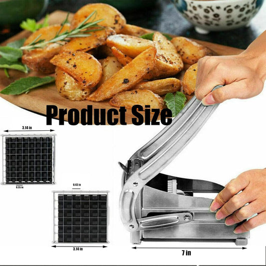 Azooken Stainless Steel French Fry Cutter, 2-blade Potato Slicer No-Slip Suction Base French Fry Cutter with 1 Peeler, Perfect for Potatoes, French Fries, Cucumber,Vegetables Carrot