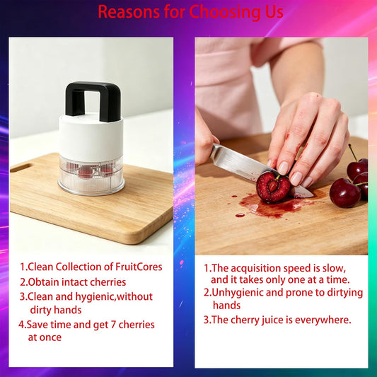 Cherry Pitter Multiple, Cherrys Pitter Corer Tool, Quick Portable Cherry Pitting Tool, Easy to Use for Making Cherry Jam - Pit 7 Cherries at Once, Saving Time & Effort-Dishwasher Safe