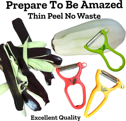 ALAZCO 3 Pack BPA-FREE Premium Swivel Fruit Vegetable Peeler Ergonomic Comfort Hold Handle Ultra Sharp Steel Blades Ideal Kitchen Peelers Potato Carrot Apple Cucumber Veggies Dishwasher Safe