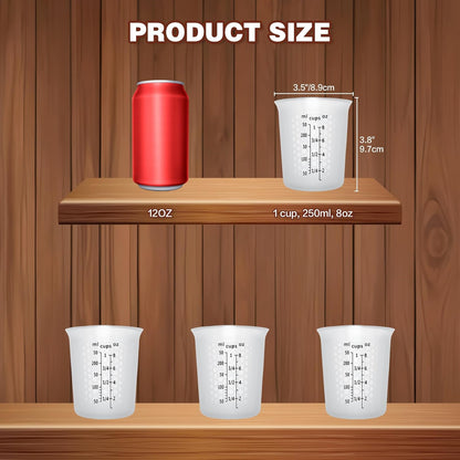 Silicone Measuring Cups Set 125ml + 250ml + 500ml for Cooking Reusable Baking Supplies Silicone Flexible Melting Measure Cup for Butter, Chocolate
