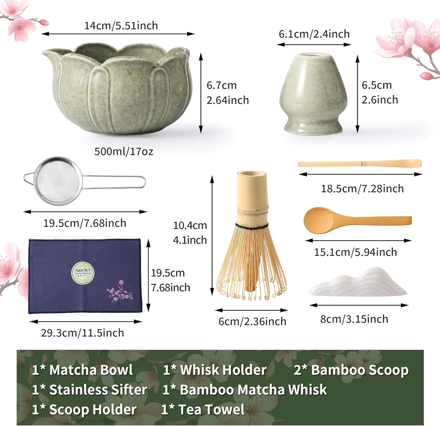 Matcha Whisk Set, 5 Pcs Ceramic Matcha Set, Matcha Kit Set Includes Matcha Bowl, Matcha Whisk and Holder, Bamboo Scoop and Sifter, Matcha Tea Set, Ideal Gift for Family/Friend (Pink)