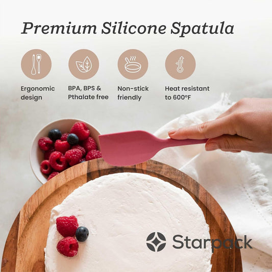 Starpack 'Scrape and Stir' Silicone Rubber Spatula Set (4-Piece) - LFGB Non Toxic, 600°F Heat Resistant, BPA-Free, One-Piece Kitchen Baking Spatulas - Dishwasher Safe for Nonstick Cookware Earthy Pink