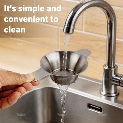 AUEAR, 2 Pack Different Size Stainless Steel Mini Strainer Fine Mesh Tea Funnel Coffee Filter with Double Handles