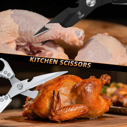Kitchen Shears Set – Heavy Duty Japanese Stainless Steel Kitchen Scissors, Ultra Sharp Meat Scissors Dishwasher Safe, Cooking Scissor for Food