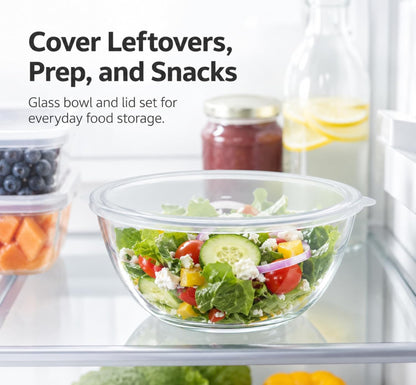 Large Glass Bowl for Sourdough Bread Making 6 QT Glass Mixing Bowl for Sourdough Bread with Lid Clear Breads Proofing Bowl with Covers Ideal for Kitchen Storage
