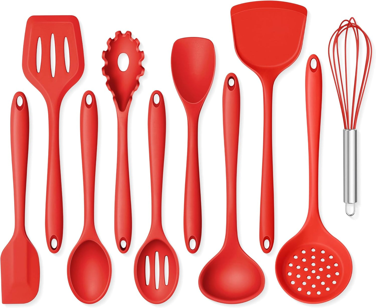 Onader Silicone Cooking Utensils Set of 10, Kitchen Utensils for Nonstick Cookware, Heat Resistant & Nontoxic Spatula Set- Khaki